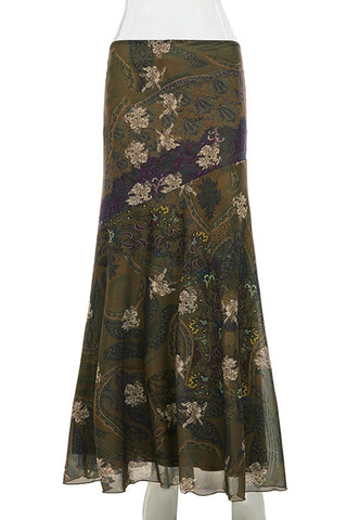 Elegant Patterned Maxi Skirt