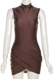 Sleeveless Mock Neck Evening Dress