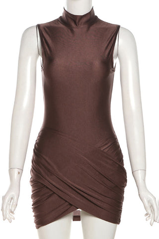 Sleeveless Mock Neck Evening Dress