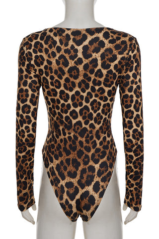 Animal Print V-Neck Bodysuit
