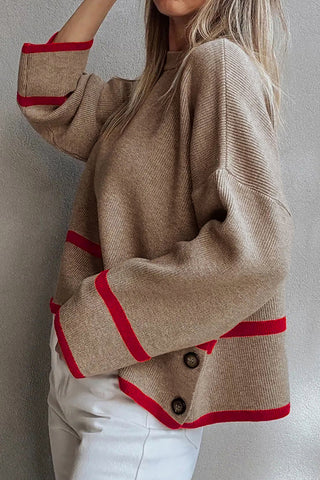 Button-Accent Knit Sweater