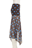 Polka Dot Midi Skirt with Handkerchief Hem