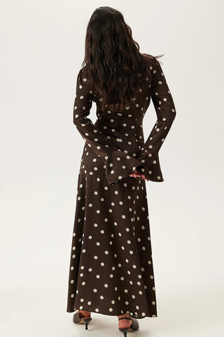 Polka Dot Gathered Midi Dress