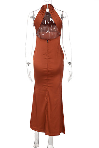 Halter Maxi Dress with Crossed Neckline
