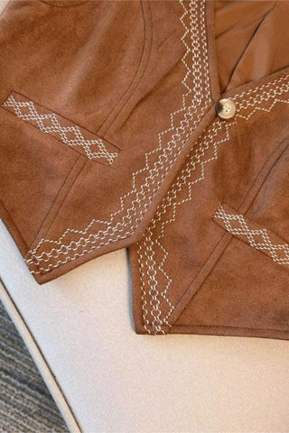 Stylish Patterned Vest with Button Detail