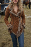 Button-Front Faux Fur Trimmed Jacket