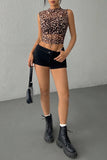 Leopard Print Sleeveless Mesh Tank