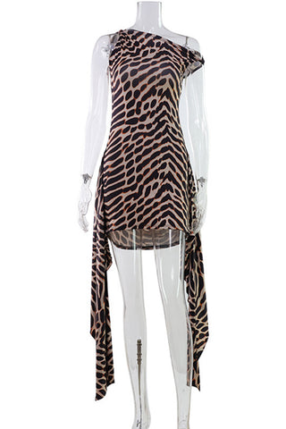 One-Shoulder Asymmetrical Casual Dress