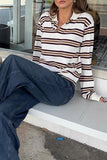 Striped Polo T-Shirt with Long Sleeves