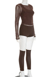 Mesh Long Sleeve Short Set
