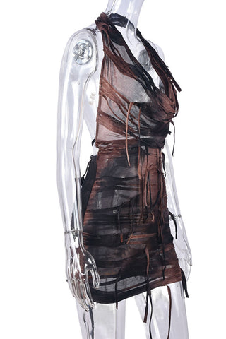 Draped Halter Mini Dress