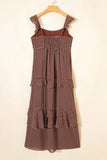 Polka Dot Backless Ruffled Tiered Dress