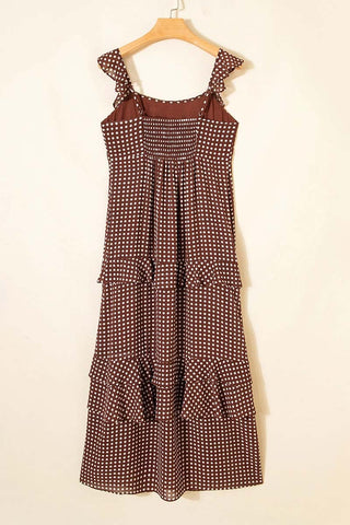 Polka Dot Backless Ruffled Tiered Dress