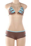 Strappy Bikini Set with Button Accents
