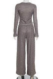 Striped Long-Sleeve Casual Pants Set