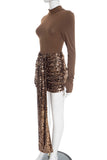 Elegant Sequin Mini Skirt Set