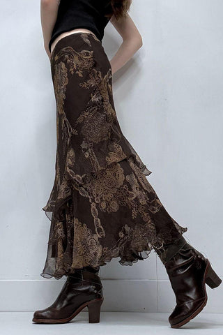 Floral Print Layered Skirt