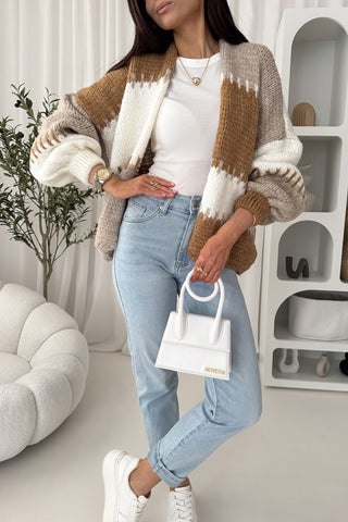 Stylish Oversized Cardigan with Pastel Stripes