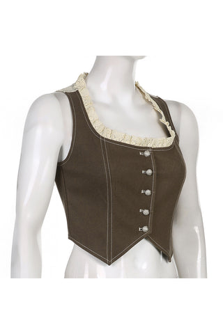 Lace-Trimmed Button-Front Vest