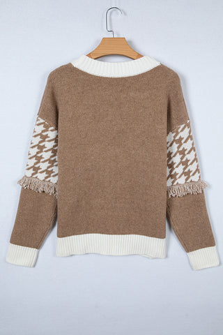 Button-Front Fringed Cardigan