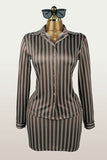 Striped Button-Front Skirt Set