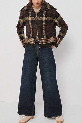Zip-Front Plaid Jacket