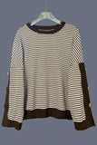 Striped Button-Detail Sweatshirt