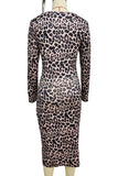 Leopard Print Casual Midi Dress
