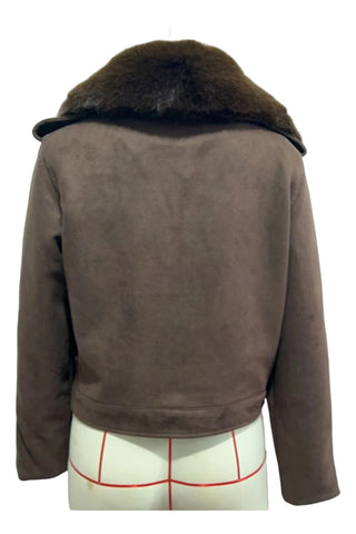 Chic Shearling-Collar Jacket