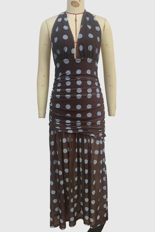 Polka Dot Halter Maxi Dress