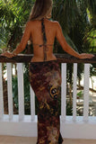 Halter Maxi Dress with Open Front