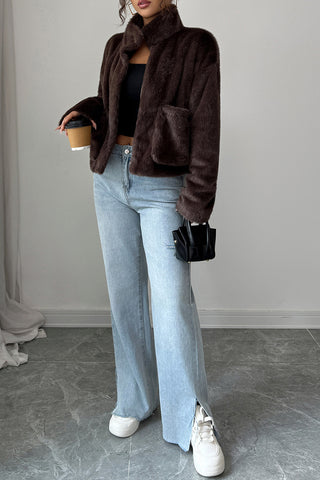 Chic Pocket Fur Coat