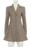 Button-Front Plaid Casual Dress