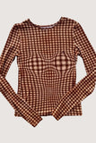 Check Pattern Long Sleeve Blouse