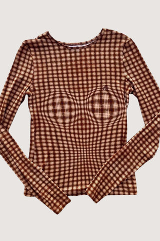Check Pattern Long Sleeve Blouse