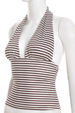 Striped Halter Neck Tank Top