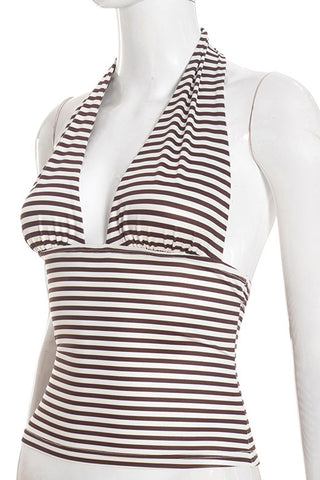 Striped Halter Neck Tank Top