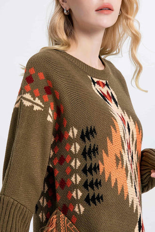 Geometric Fringe Sweater