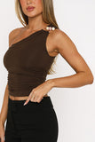 Asymmetrical Pearl-Accent Tank Top