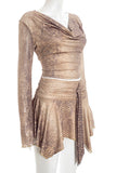 Asymmetrical Skirt Set with Drape Top