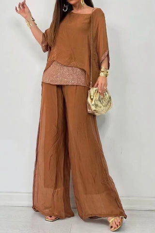 Flowing Wide-Leg Pants Set