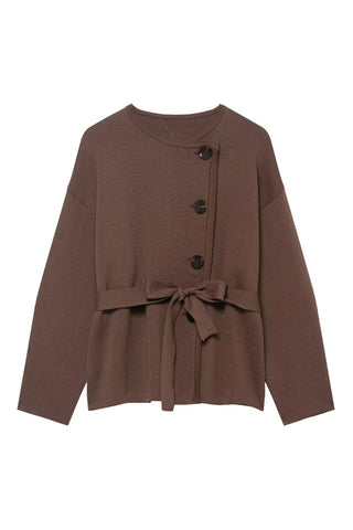 Tie-Waist Button Cardigan