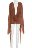 Draped Deep V-Neck Casual Dress