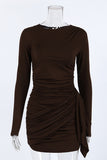 Ruched Long-Sleeve Bodycon Dress