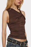 Twist Shoulder Ruched Tank Top