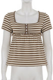 Button-Detail Striped T-Shirt