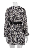 Belted Leopard Print Casual Dress