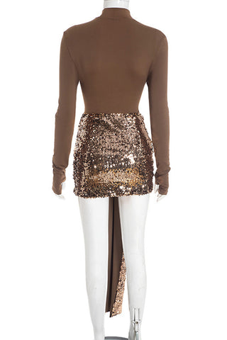 Elegant Sequin Mini Skirt Set