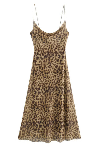 Leopard Print Spaghetti Strap Dress