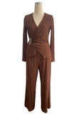 Elegant Wrap-Front Pants Set